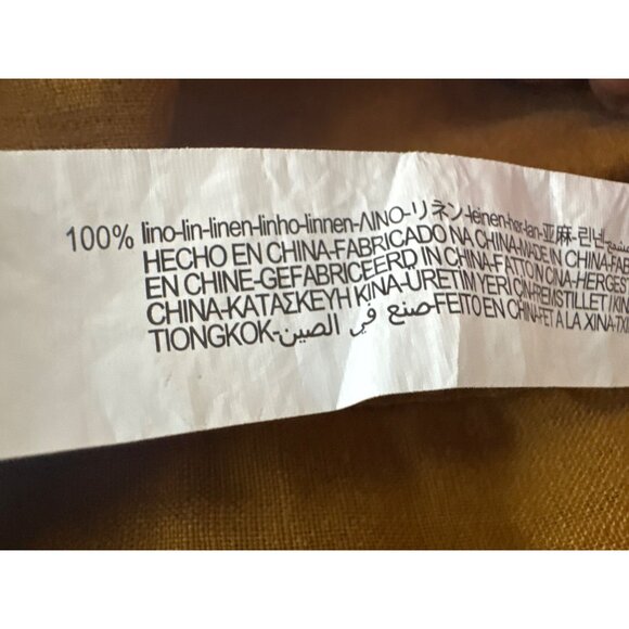 ZARA Womens Medium Double-Breasted Linen Coat Gold Brown - Picture 5 of 15